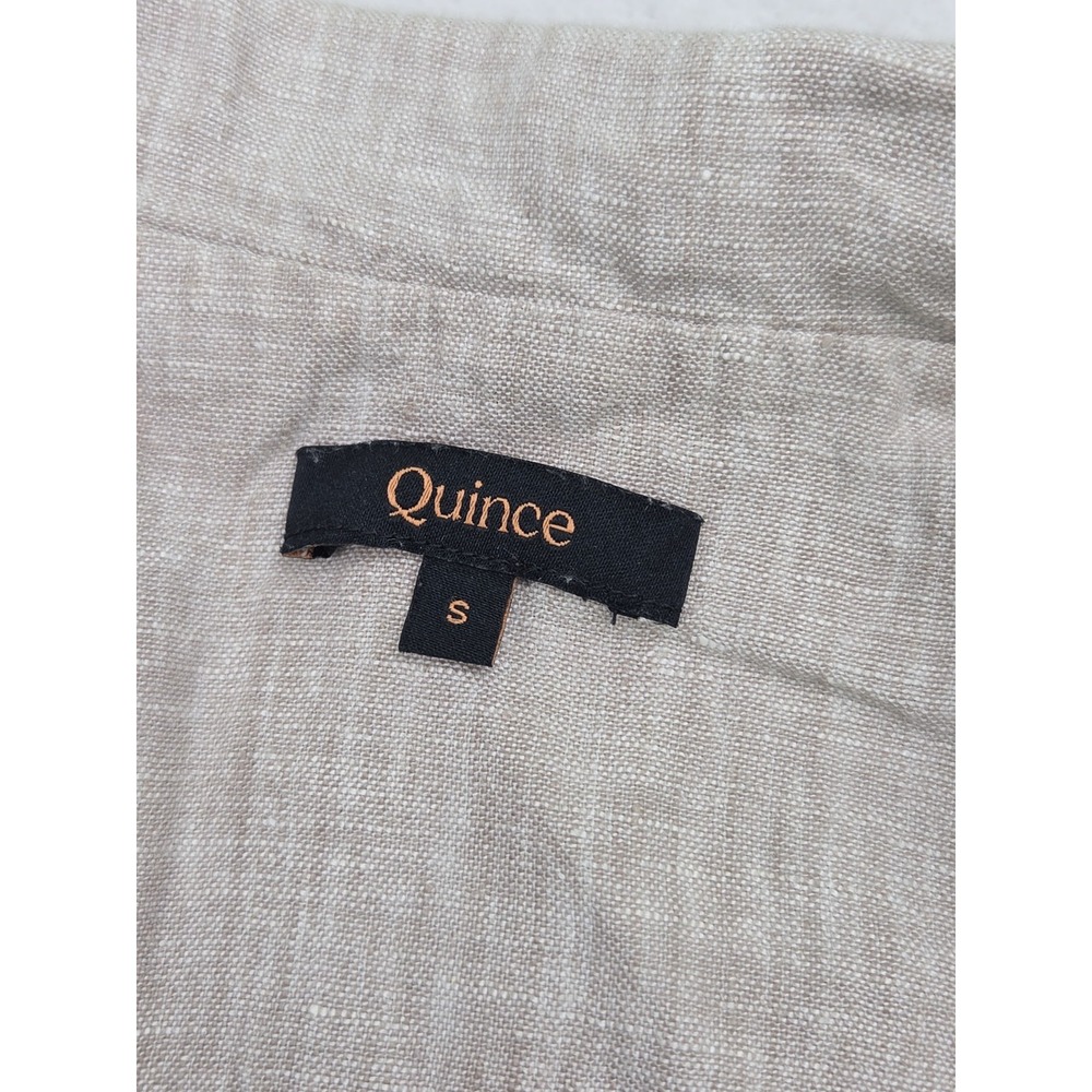 QUINCE 100% European Linen Short Sleeve Shirt FLAX Beige Size Small Quiet Luxury - Picture 3 of 8